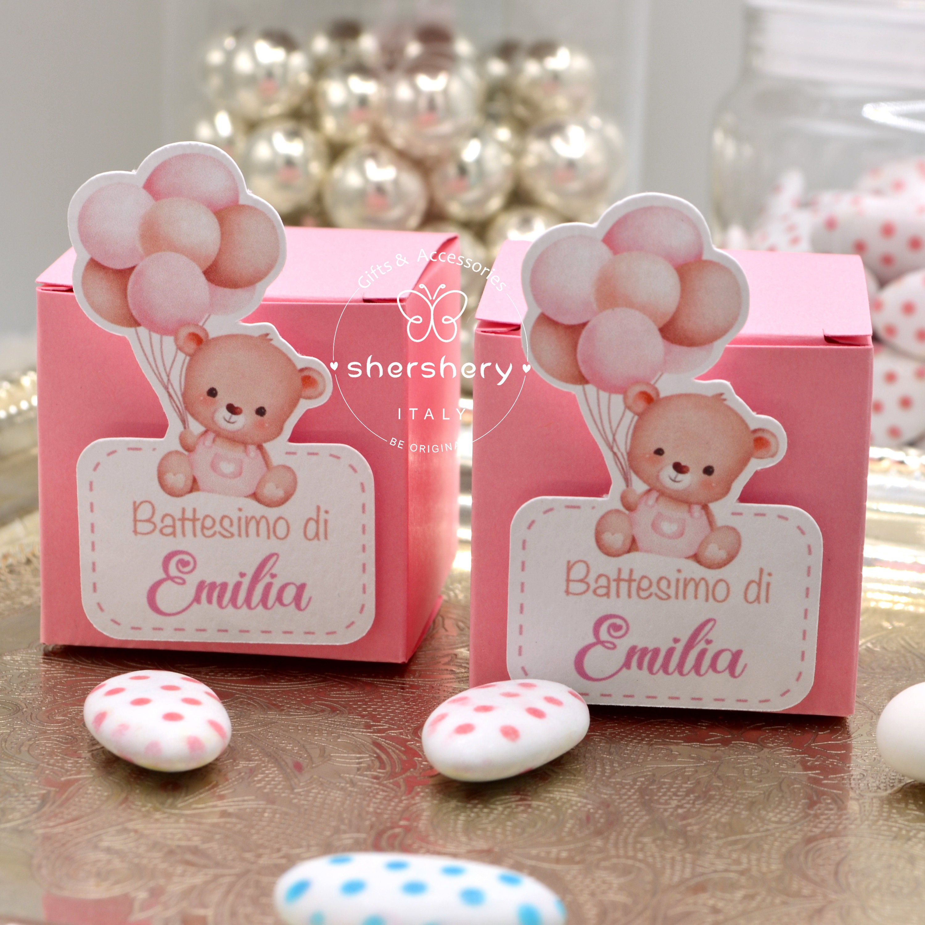 Bomboniere Barattoli Vetro Con Orsetto Rosa - 12 Pezzi Da 50 Ml Per Battesimi E Compleanni - Foto 10