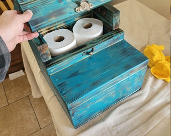 Rustic Hand-crafted Wooden Stool W/Storage