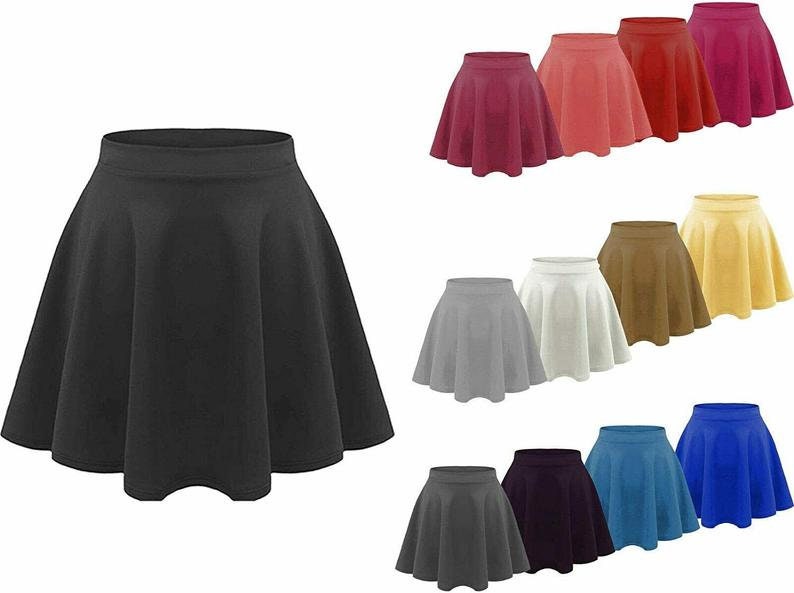 Kids Flippy Flared Skirt High Stretch Waistband Girls Short Plain Min…