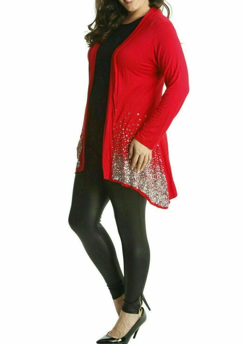Plus Size Sequin Cardigan Long Sleeve Women/'s Sparkle Top