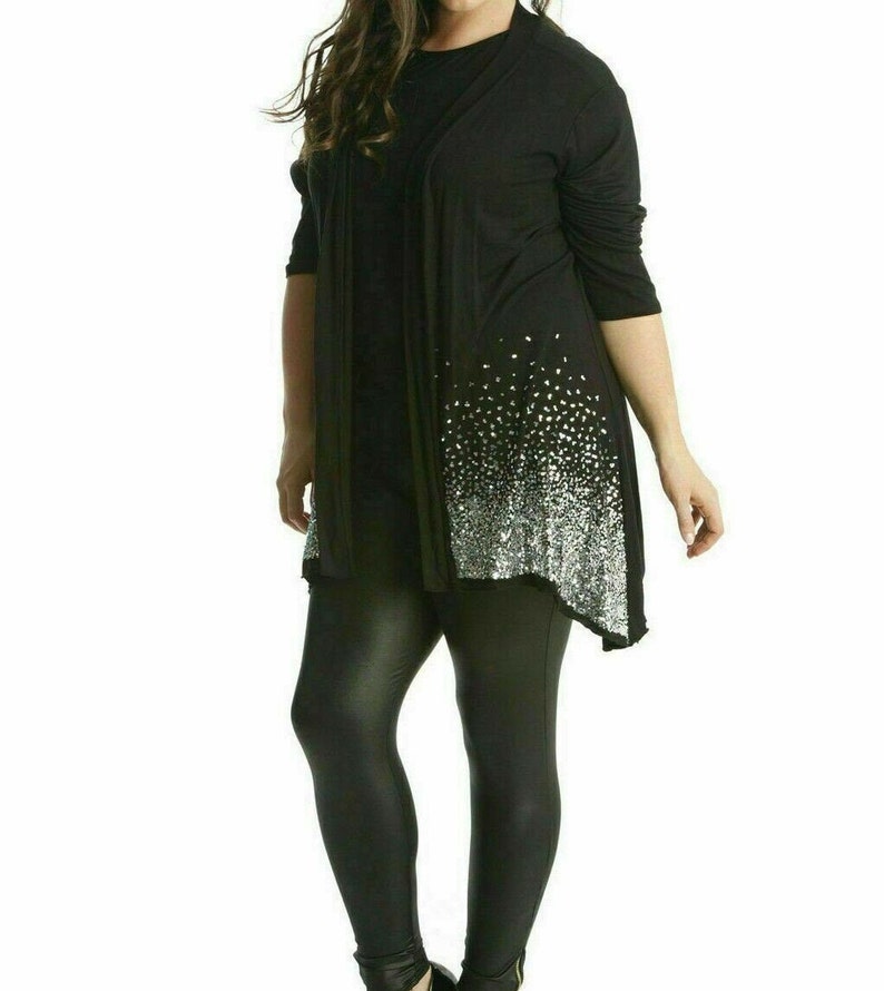 Plus Size Sequin Cardigan Long Sleeve Women/'s Sparkle Top