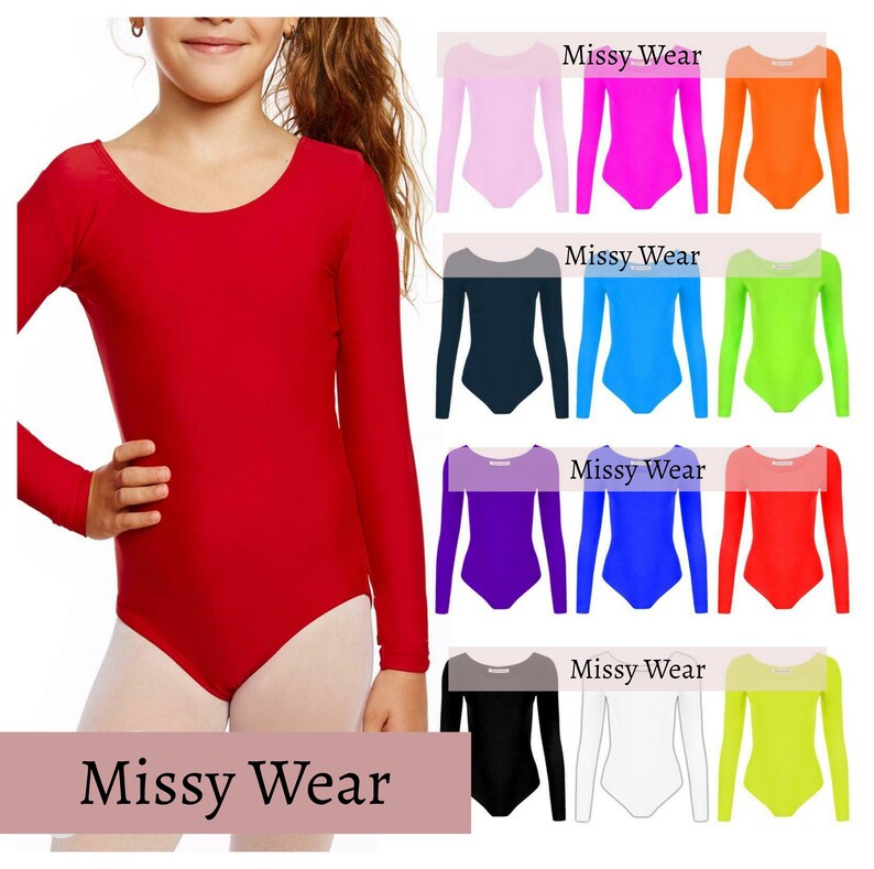 Girls Leotard Bodysuit Long Sleeve Ballet Dance Leotard Kids Etsy