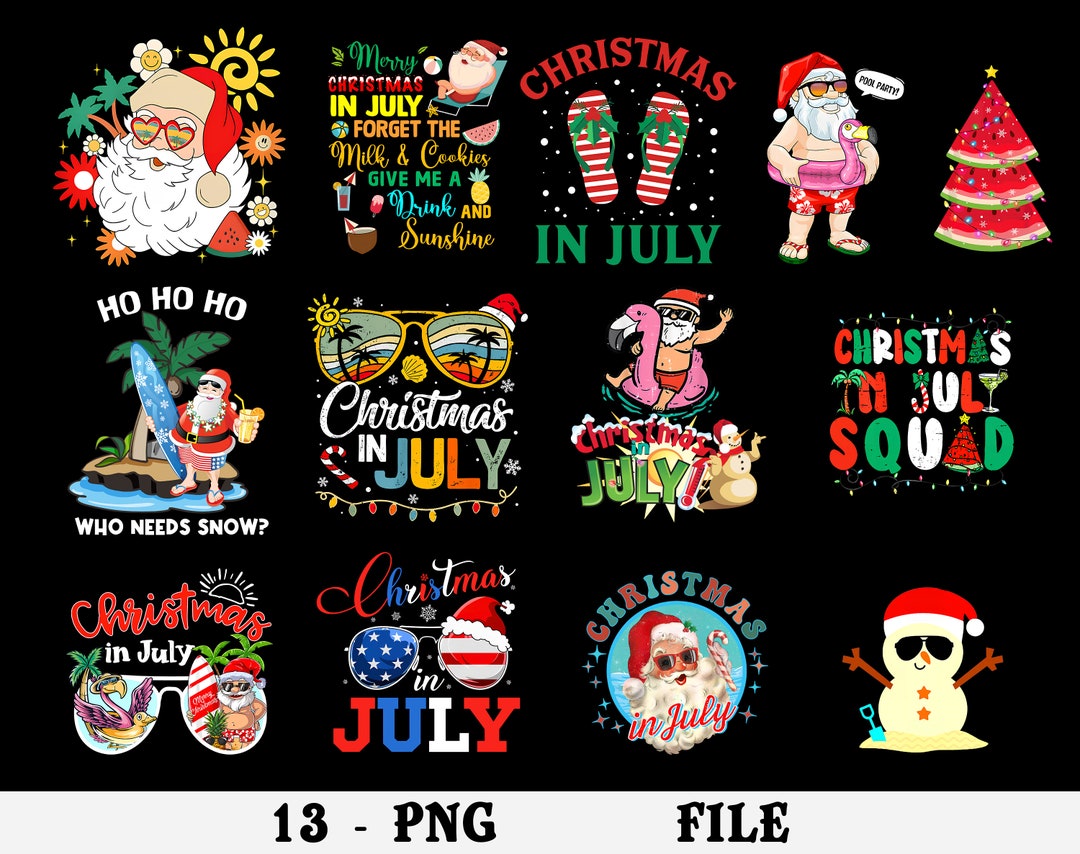 Christmas in July Png Bundle, Tropical Christmas Png, Funny Christmas