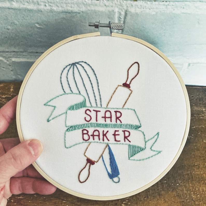 Star Baker Embroidery Great British Bake Off Art GBBO Fan Art Handmade Baker Gift Hand Embroidered Kitchen Decor image 5