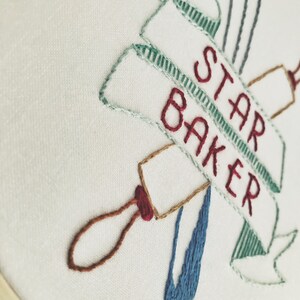Star Baker Embroidery Great British Bake Off Art GBBO Fan Art Handmade Baker Gift Hand Embroidered Kitchen Decor image 4