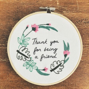 Broderie Golden Girls - Merci d&#39;avoir été votre amie - Art mural brodé à la main - Cadeau de l&#39;amitié