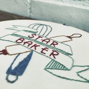 Star Baker Embroidery Great British Bake Off Art GBBO Fan Art Handmade Baker Gift Hand Embroidered Kitchen Decor image 2