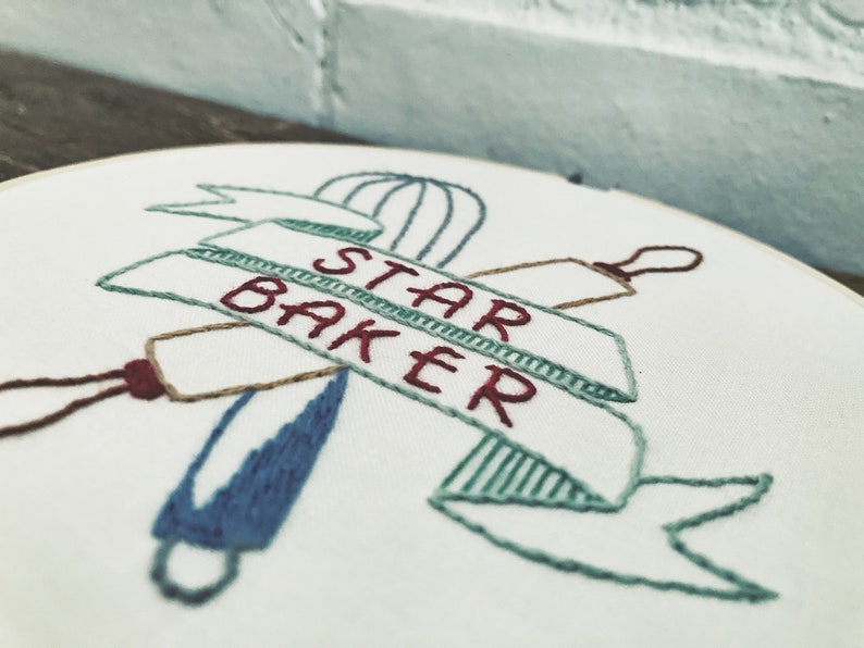 Star Baker Embroidery Great British Bake Off Art GBBO Fan Art Handmade Baker Gift Hand Embroidered Kitchen Decor image 2