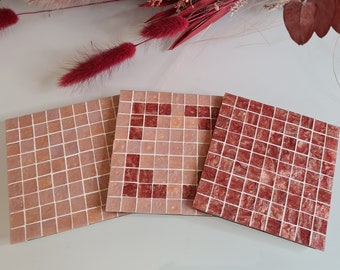 Handmade mosaic coasters made of wood | Set of 3 | Gift | Inauguration gift | Decoration / Decoration | Coasters for glasses and cups