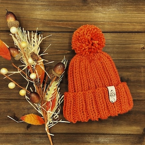 Orange Pom Beanie - Etsy display picture 1