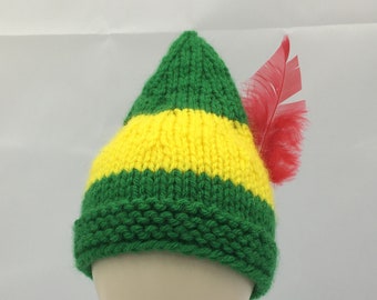Elf Hat Buddy Elf Hat with Feather ALL SIZES Elf the Movie Will Ferrell All Sizes Green Yellow Red Christmas Holiday Hat