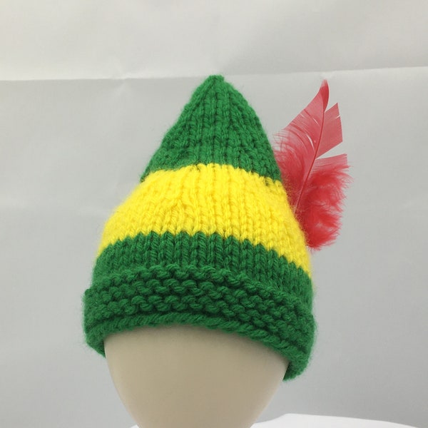 Elf Hat Buddy Elf Hat with Feather ALL SIZES Elf the Movie Will Ferrell All Sizes Green Yellow Red Christmas Holiday Hat