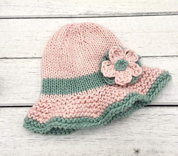 Coton frais tricote bebe fille chapeau de soleil d ete chapeau de soleil bonnet bebes tout petits rose vert protection solaire accessoire photo Etsy France