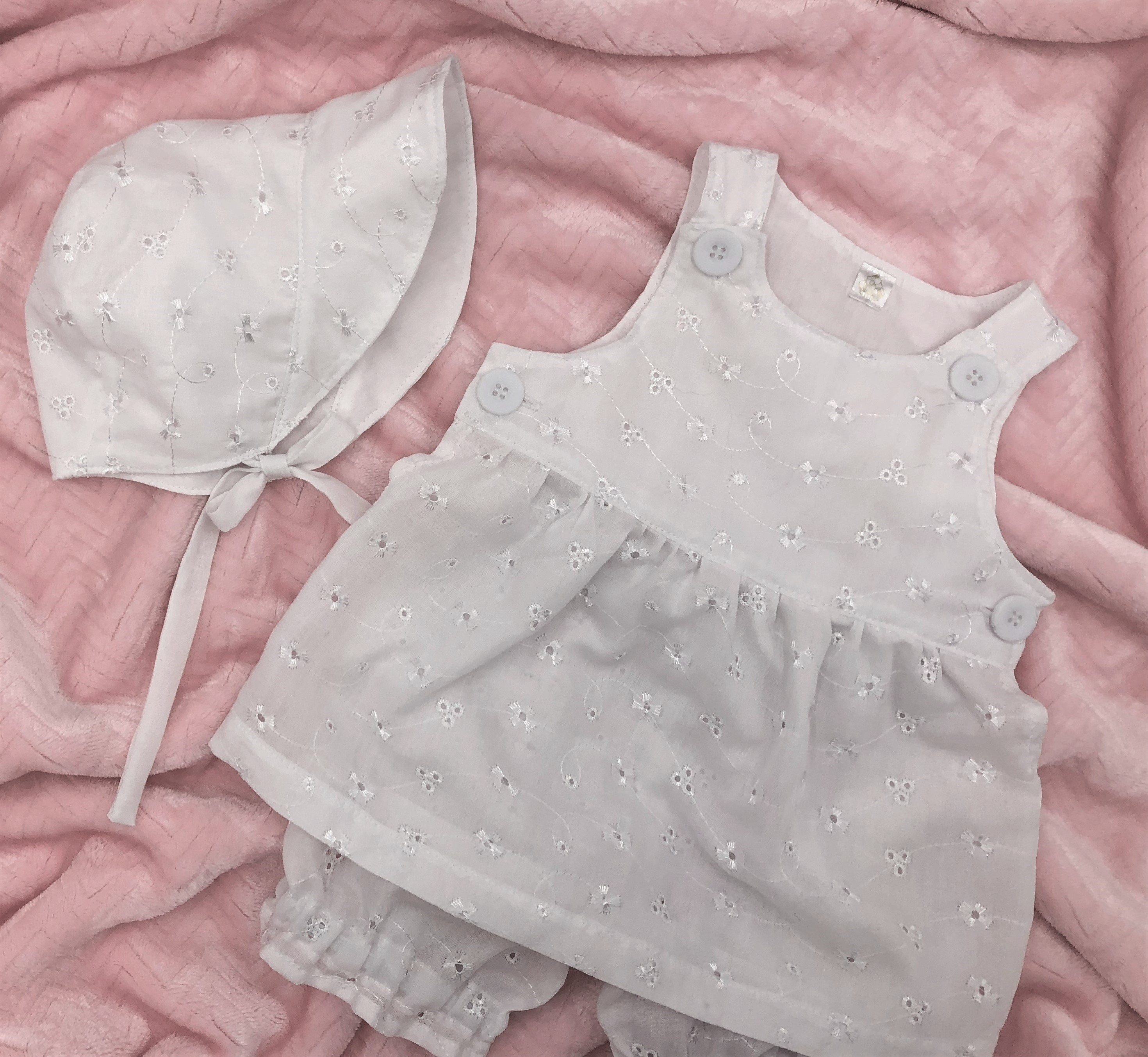 Baby Girl Eyelet Dress Set With Diaper Cover and White Etsy