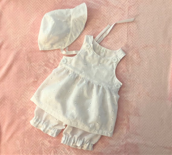 Baby Girl Eyelet Dress Set With Diaper Cover and White Etsy