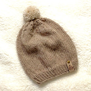 Soft Baby Alpaca Soft Natural Baby Child Slouch Hat Warms Cools Naturally, Alpaca Wool, Cream Ivory Pompom
