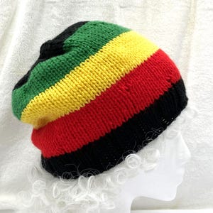 Rastafari Knit Hat: Red Gold Green Black - All Sizes