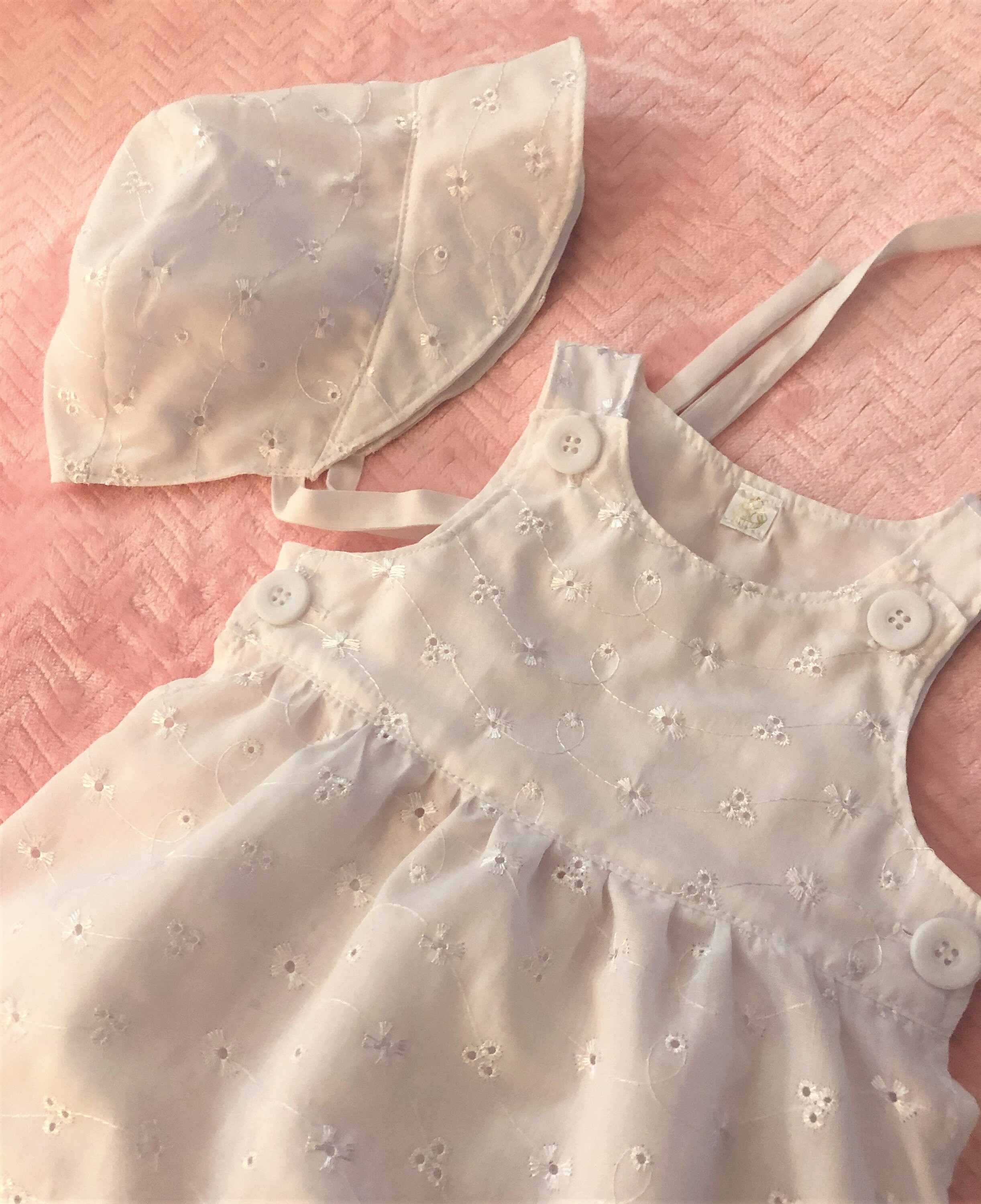 Baby Girl Eyelet Dress Set With Diaper Cover and White Etsy