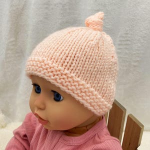Peach Sparkle Baby Beanie: Newborn Girl Top Knot Hat