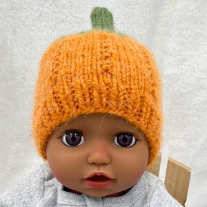 Primer gorro de calabaza para bebé: suave mezcla de alpaca, accesorio para fotos de recién nacidos