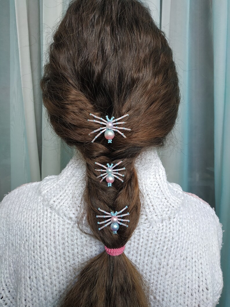 Spider hair pins Hair pins set Spider hair clips Beaded Etsy
