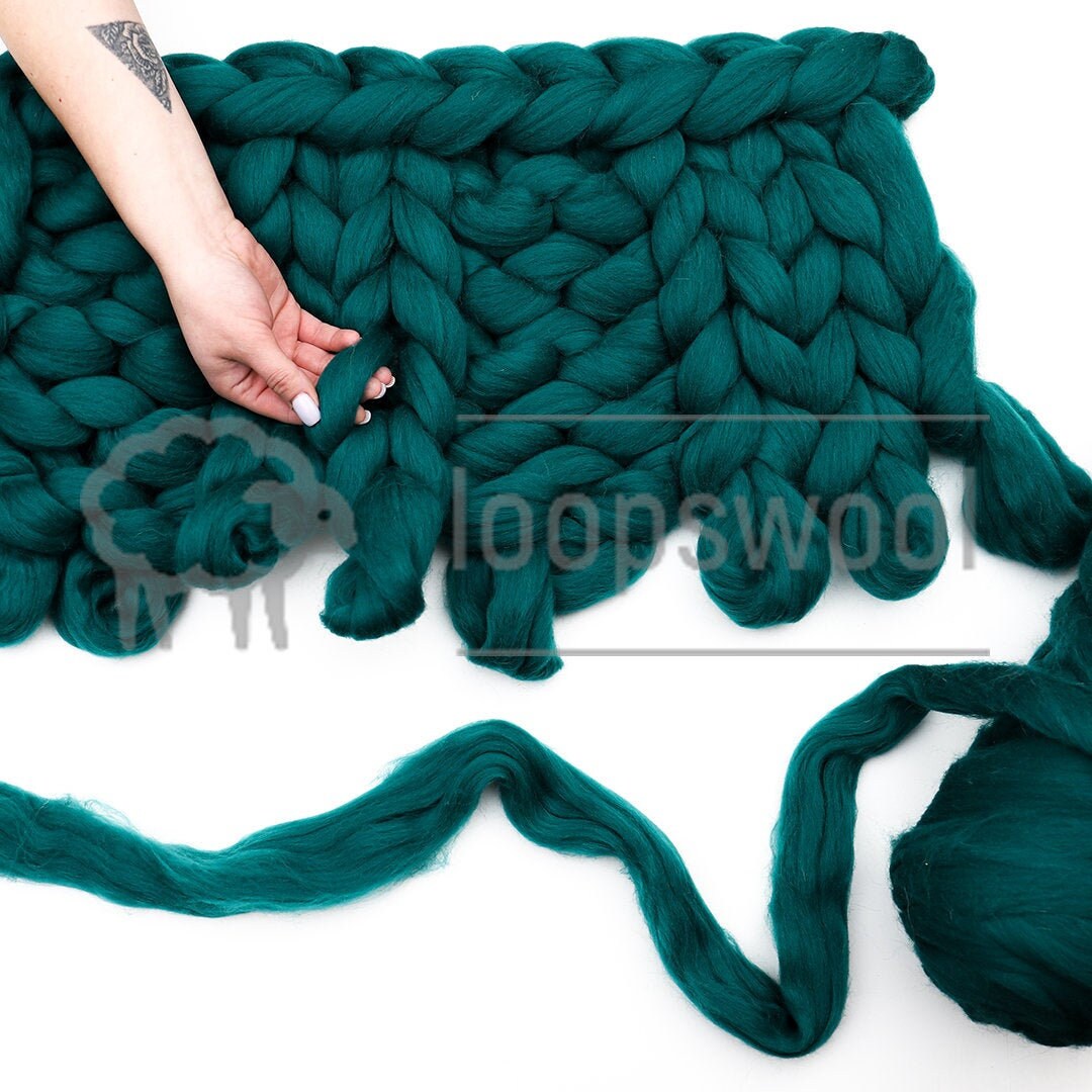 Chunky Merino Wool Yarn, Roving for Arm Knit, Bulky Giant Yarn (7.0 Lbs ...