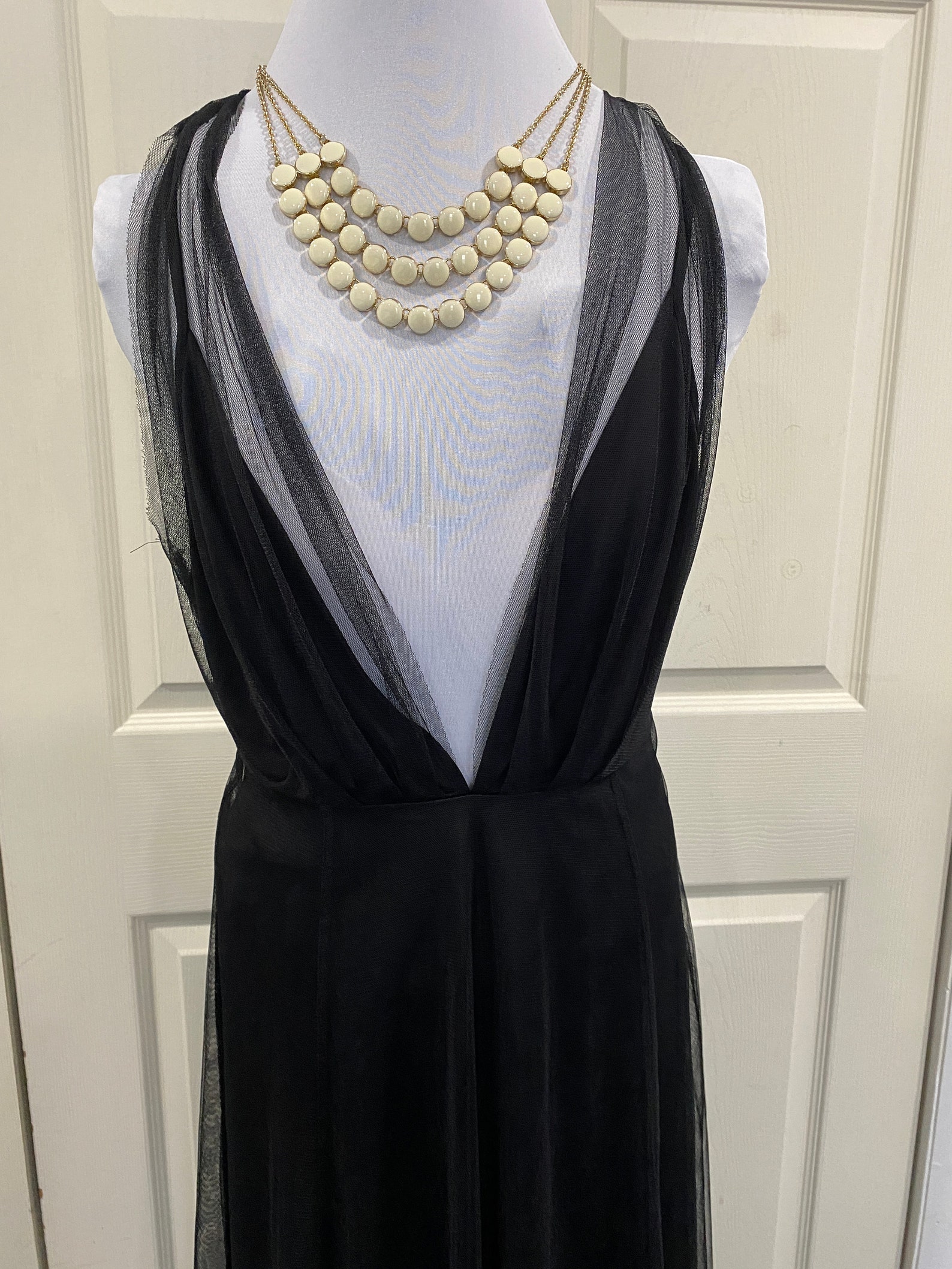black dress with low cleavage