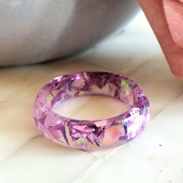 Sparkling Resin Ring - Glittered Rings - Available in Green, Blue, or Purple - Handmade Gifts - Affordable Jewelry - Any Occasion Gifts