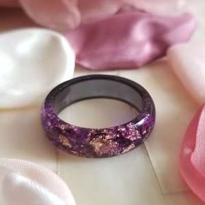 Luna's Essence Ring - Purple and Black - Two Toned - Gold Foiled Resin Ring  - Affordable Jewelry - Handmade Gifts - For Her