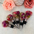Handmade Floral Resin Wine Stopper: Pink Flower Kitchen Decor, Customizable Gift Option