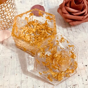 Dazzling Rose Jewelry Box - Gold - Red - Silver - Gifts for her - Resin Trinket Box - Handmade Gifts - Any Occasion Gifts - Storage Box