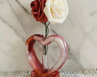 Heart Vase - Flower Tube - Room Decor - Love Gifts - Handmade Gifts - Gifts for Her - Resin Vases - Plants