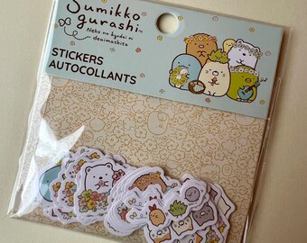 Sumikko Gurashi Sticker Flakes, Japanese stationery. Happened to Meet Neko’s Siblings Diecut Sticker flakes.