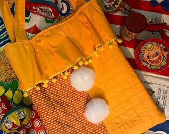Quilted Orange Clown Tote Bag Handmade