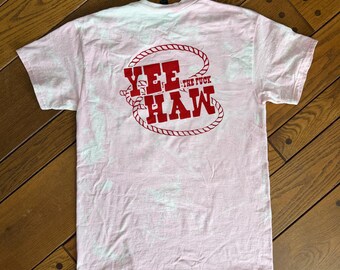 Medium / Yee Haw Bleach Dyed Pink T Shirt