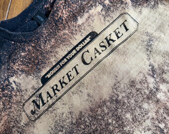 Small  / Market Casket Bleach Dyed Cropped TShirt