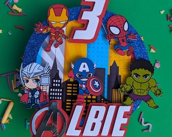 Personalised superhero cake topper, superhero birthday, superhero party, kids cake topper, adults cake topper, comic book gift, retro cake