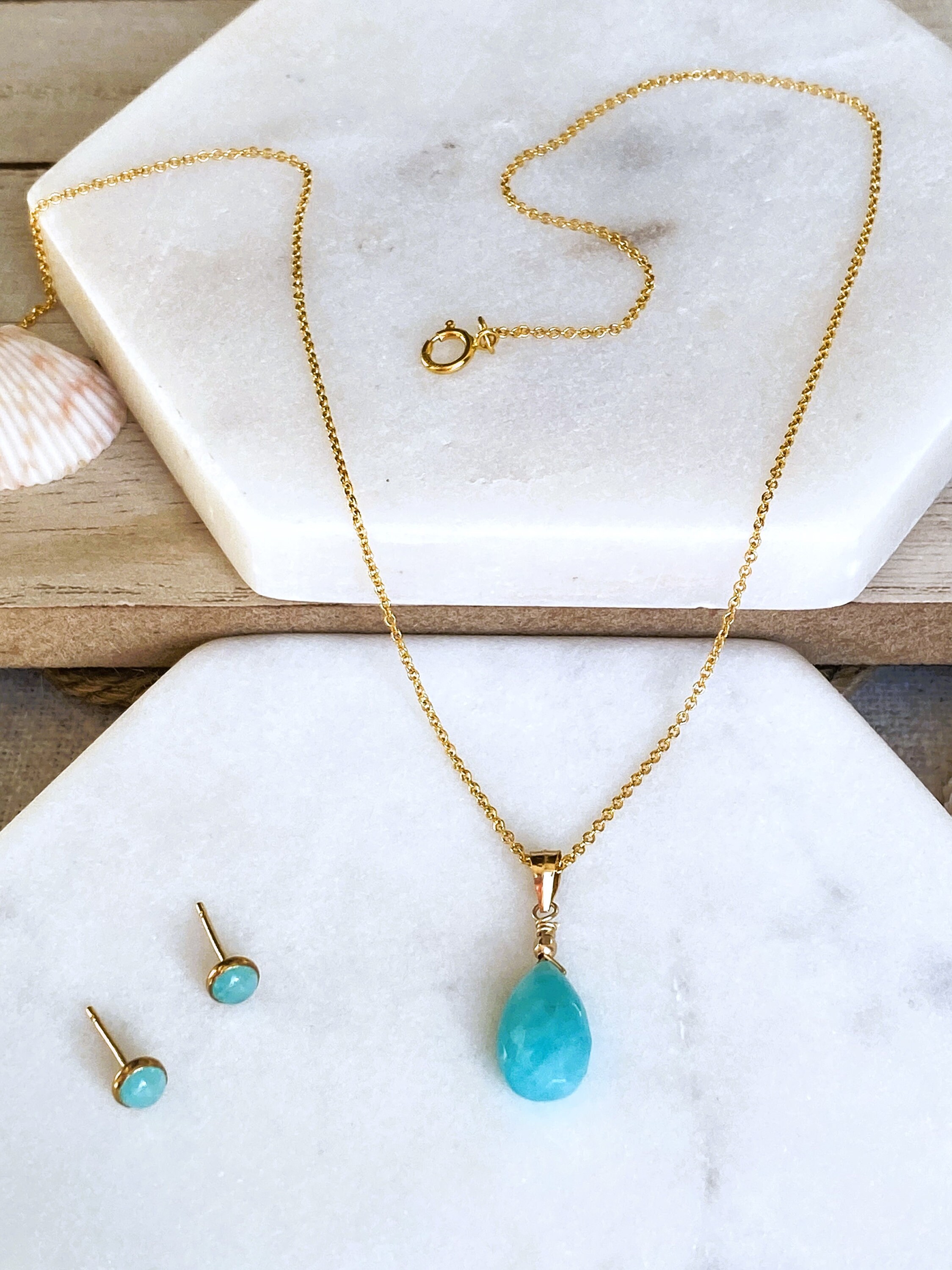 Amazonite Necklace, Natural Spring Birthstone, Genuine Amazonite