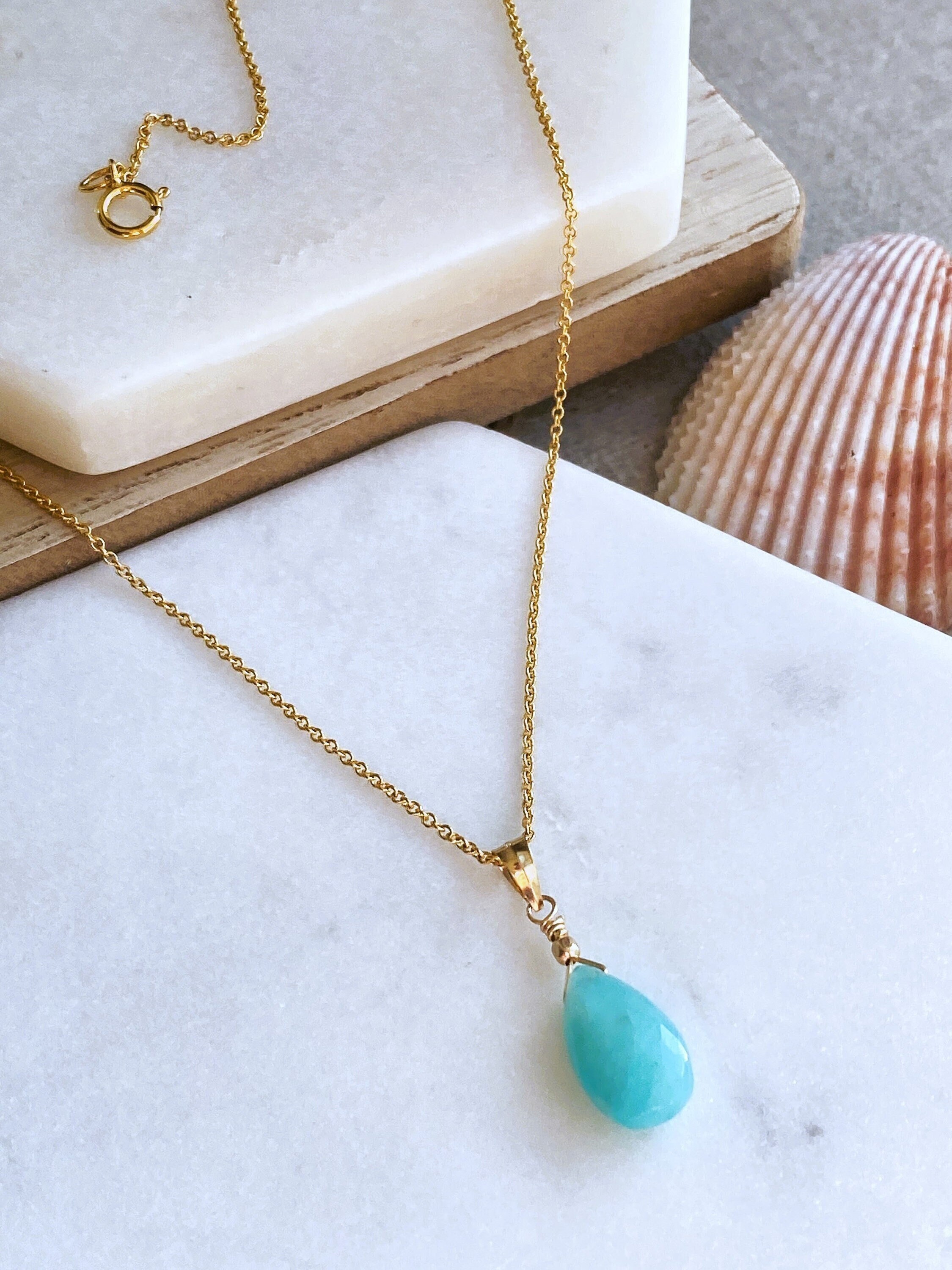 Amazonite Necklace, Natural Spring Birthstone, Genuine Amazonite
