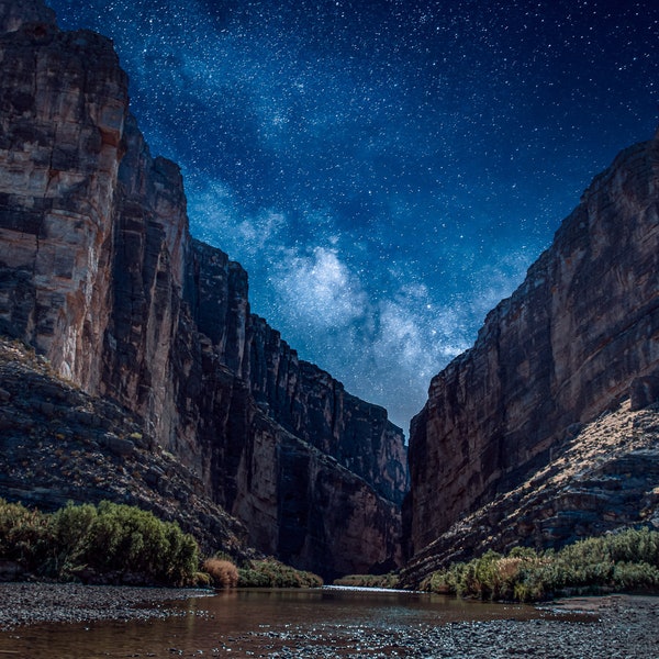 Milky Way Photography, Big Bend National Park, Texas Mexico Landscape Wall Decor, Night Photo Metal Print, Fine Art Giclee Poster