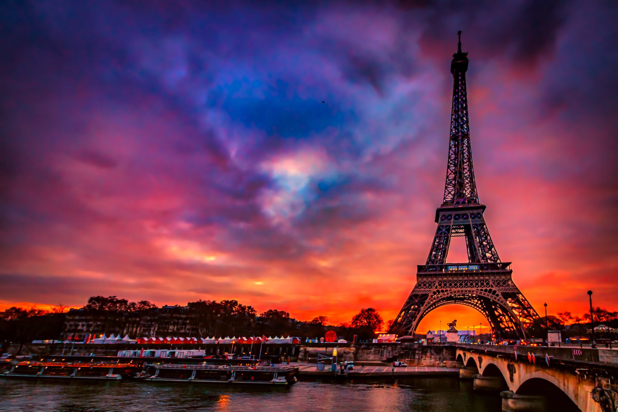 Eiffel Tower Sunset Print Paris Seine River Fine Art Photography Etsy