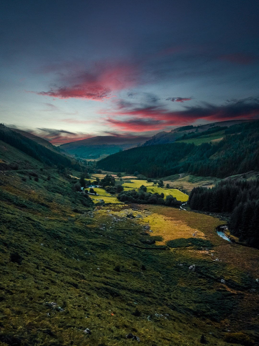 Wicklow Mountain Sunset, Ireland National Park Landscape, European