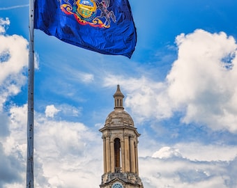 Old Main at Penn State University, PSU Home Decor, Gift for Student and Alumni, Fine Art Photography, Floating Metal Wall Art, State Flag