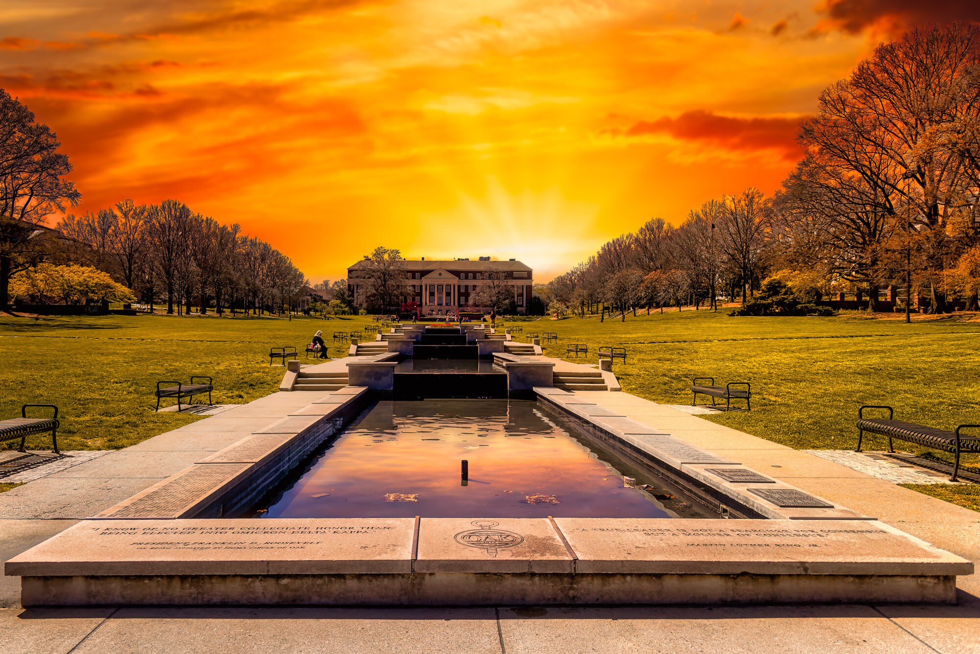 Mckeldin Library Sunset, University of Maryland Landscape Poster, Fine