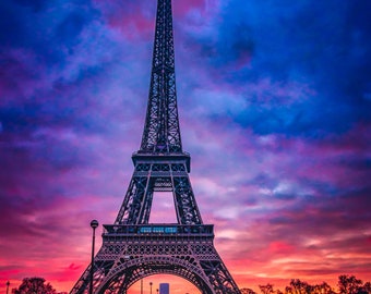 Eiffel Tower Sunset Fine Art Print: Paris France Landscape