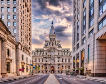 Philadelphia City Hall Sunrise Print: Broad Street Architecture Photo