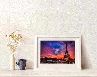 Paris, France Photography, Sunset River Seine, Fine Art Eiffel Tower Print,  Metal Wall Decor, Vibrant Giclee Poster, European Travel Gift - Etsy