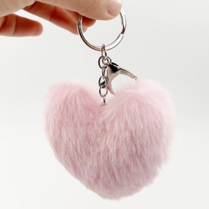 Fluffy pink heart Key Ring/ Pink/ Girlie/ Cute gifts| Accessories| Birthday Gift| Present| Stocking filler