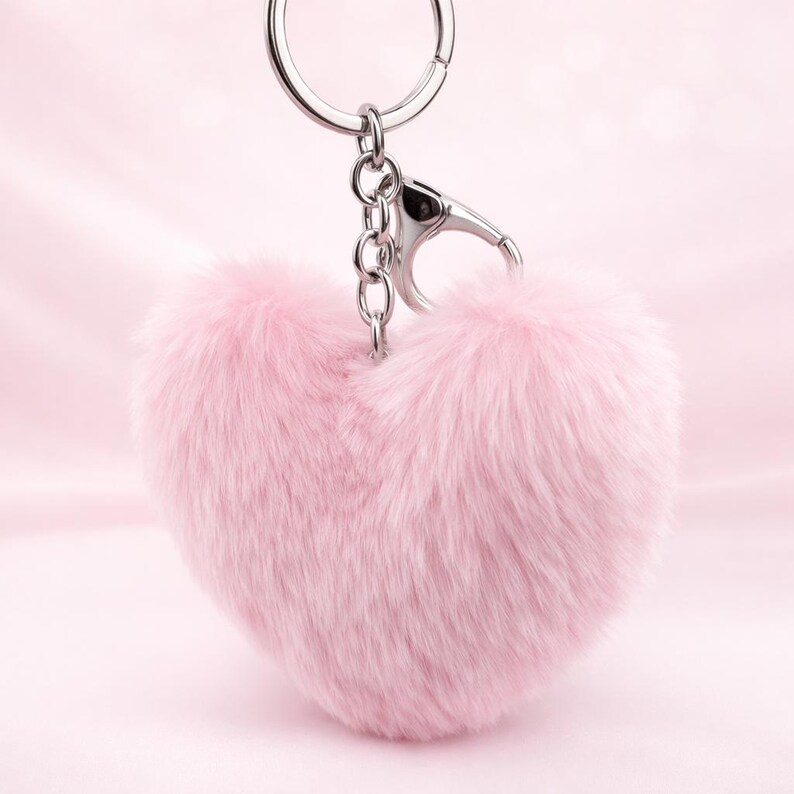 Fluffy Pink Heart Key Ring/ Pink/ Girlie/ Cute Gifts| Accessories ...