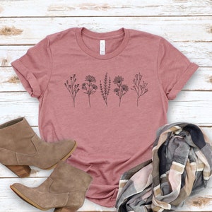 Wilde Blumen Shirt, Wildblumen Tshirt, Floral Tshirt, botanische Shirt, Blumen Shirt, Natur Liebhaber Shirt, Damen Shirts, Geschenk für Frauen